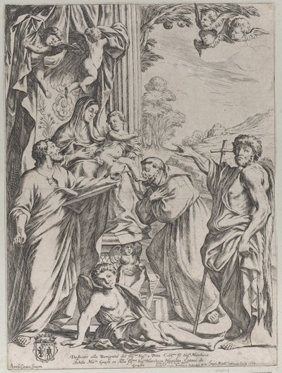 The Virgin Enthroned with Three Saints by Giuseppe Maria Mitelli