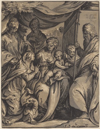 The Virgin and Child with Saints by Giuseppe Nicolo Vicentino, after Camillo Boccaccino