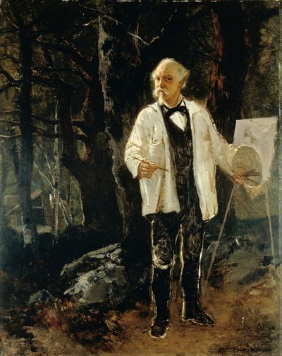 Self-portrait in Forest of Fontainebleau by Giuseppe Palizzi