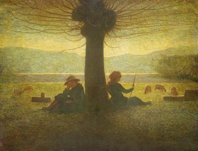 A Shepherd and Shepherdess Resting Beneath a Tree, c.1905 by Giuseppe Pellizza da Volpedo