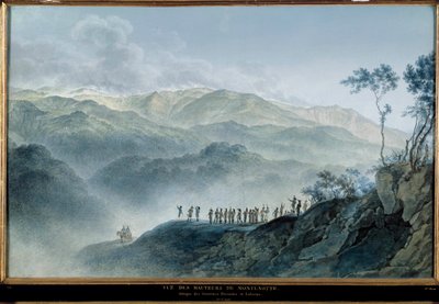 View of the heights of Montenotte - Generals Massena and Laharp looking at the attack, April 12 by Giuseppe Pietro Bagetti