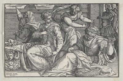 Lucretia Instructing Her Daughters in Needlework by Giuseppe Porta