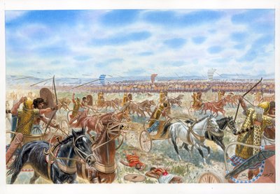 Battle of Megiddo Between Egyptians and Syro-Canaanites by Giuseppe Rava