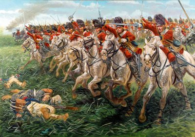 The Charge of the Royal Scots Greys, Scottish Dragon Regiment, at Waterloo by Giuseppe Rava