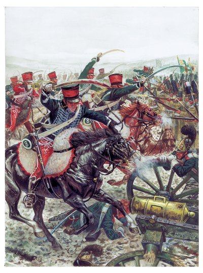 First Empire: Charge of the Brigade Commanded by General Pierre Margaron at the Battle of Austerlitz - Illustration by Giuseppe Rava by Giuseppe Rava