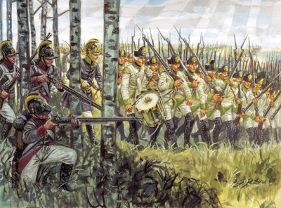 First Empire: Soldiers of the Austrian Infantry Marching by Giuseppe Rava