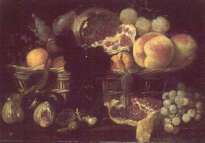 A Basket of Fruit and a Plate of Fruit by Giuseppe Recco