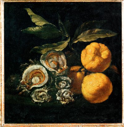 Still-life with oysters and quince by Giuseppe Recco