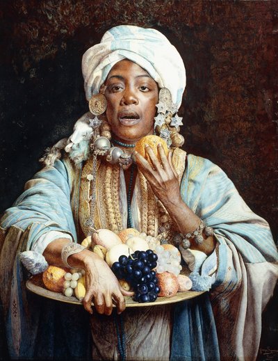 A North African Fruit Vendor by Giuseppe Signorini