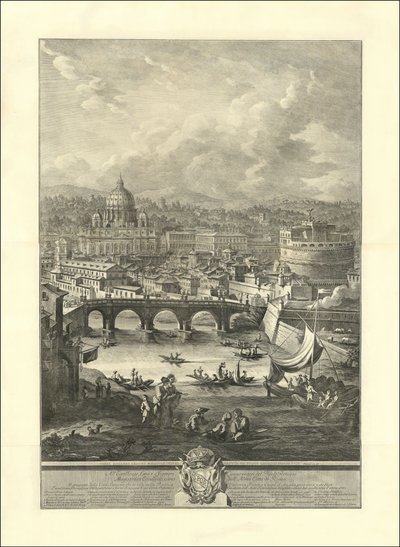 The Prospect of the Leonine City, Seen with the Vatican Basilica, Bridge, and Castel S. Angelo by Giuseppe Vasi