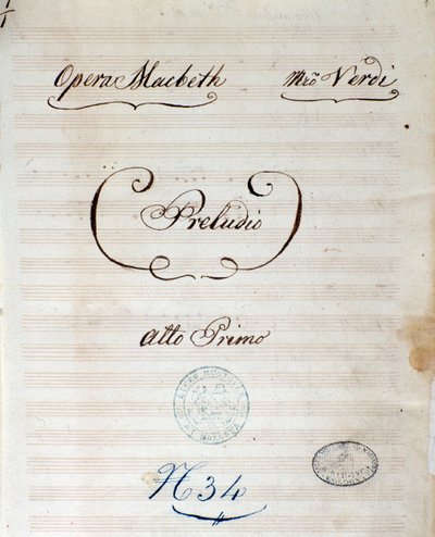 First Page of Original Musical Score of Macbeth Opera by Giuseppe Verdi by Giuseppe Verdi