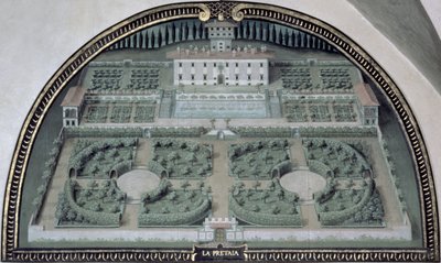 Villa della Pretaia from a series of lunettes depicting views of the Medici villas by Giusto Utens