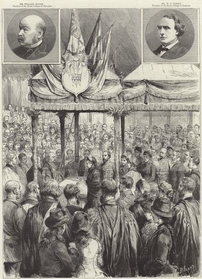 The Queen laying the foundation stone of the new medical examination hall on the Victoria Embankment by Godefroy Durand