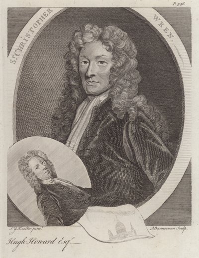 Sir Christopher Wren, English architect, and Hugh Howard, English artist and collector by Godfrey (after) Kneller