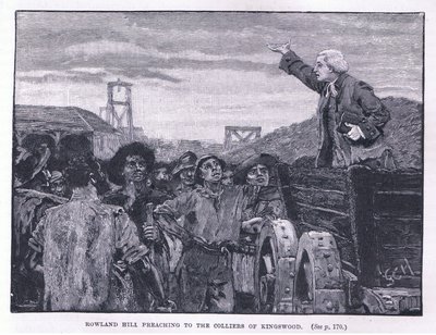 Rowland Hill preaching to the colliers at Kingswood by Godfrey C. Hindley