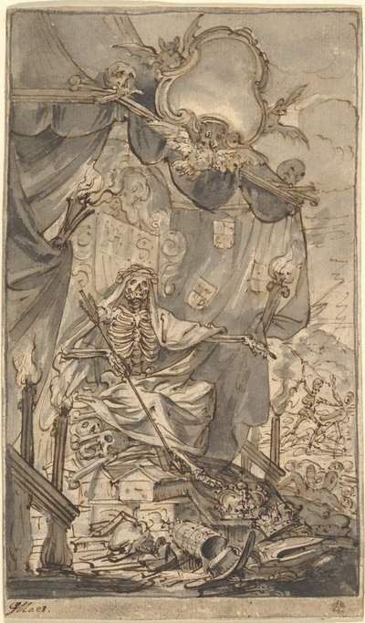 Death on a Canopied Throne Design for a Title Page by Godfried Maes
