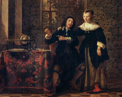 The astronomer and his wife by Gonzales Coques