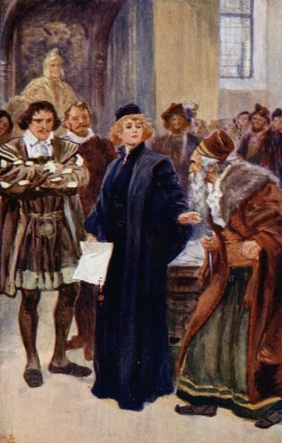 Tarry a little, Jew, said Portia by Gordon Frederick Browne