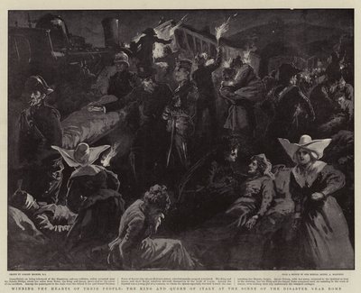 Winning the Hearts of Their People, the King and Queen of Italy at the Scene of the Disaster Near Rome by Gordon Frederick Browne