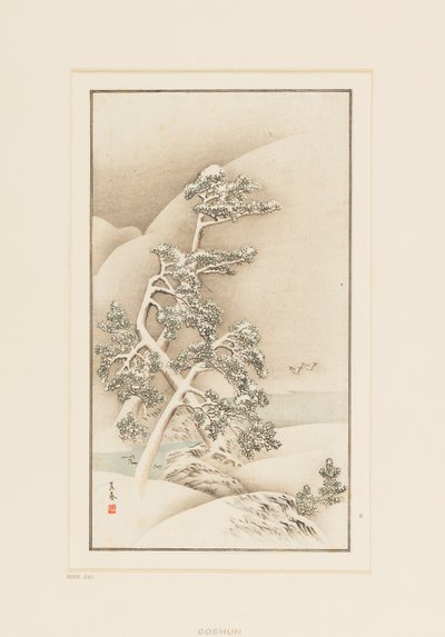 Woodblock print-Trees in snow by Goshua