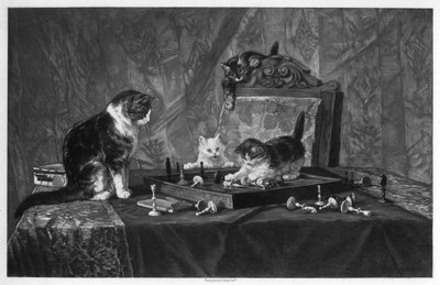Cats Playing with a Chessboard by Goupil and Co