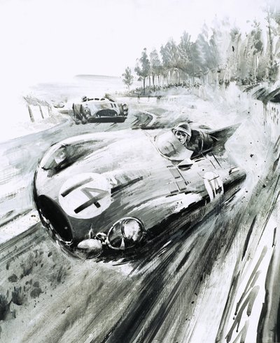 D-type Jaguar at the 1954 Le Mans by Graham Coton