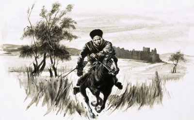 Friar John upon a fiery Mongolian horse by Graham Coton
