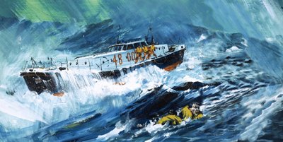 Lifeboat rescuing a man in the Sea by Graham Coton