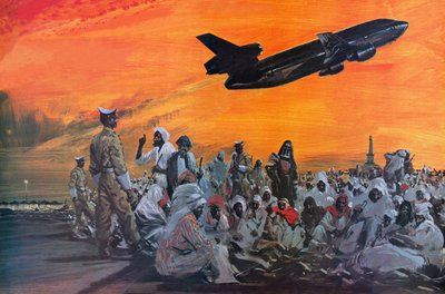 Muslim pilgrims in the Middle East flying to Mecca by Douglas DC-10 by Graham Coton