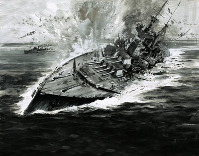 Sinking battleship by Graham Coton