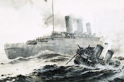 The Queen Mary Runs into Her Escort, the Curacoa, Sinking the Ship by Graham Coton