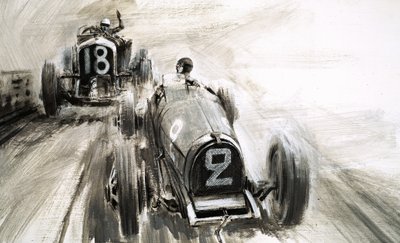 Tim Birkin driving at Brooklands by Graham Coton
