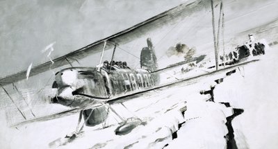 Unidentified Biplane Landing on Cracked Ice by Graham Coton