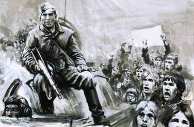 Unidentified soldier on tank by Graham Coton