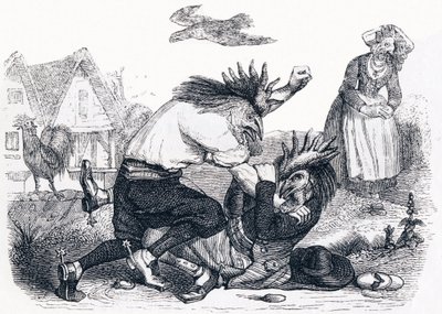 The Two Roosters - Fables by La Fontaine by Grandville