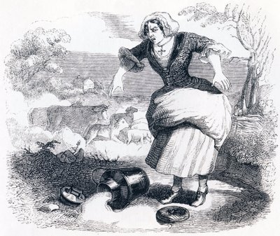 The Dairy Girl and the Milk Jar - Fables by La Fontaine by Grandville