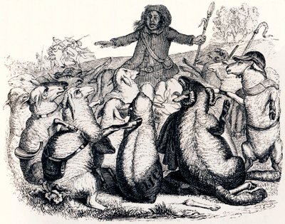 The Shepherd and His Herd - Fables by La Fontaine by Grandville