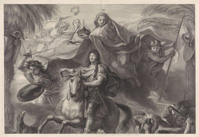Allegorical Equestrian Portrait of Louis XIV, King of France by Gérard Edelinck