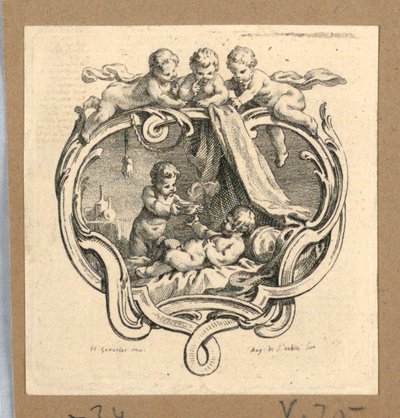A Boy Bringing Soup to a Sick One, On Escutcheon by Gravelot