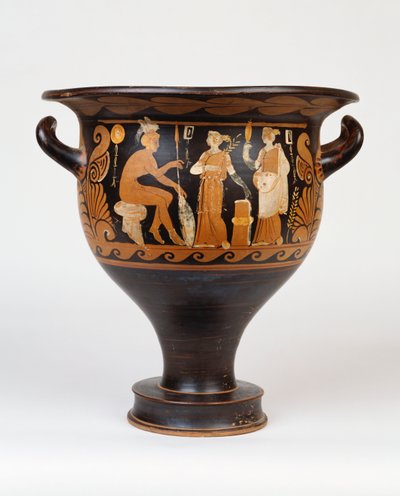 A Campanian Bell-Krater by the Ca Painter Depicting a Seated Warrior and Two Women, 4th Century BC by Greek