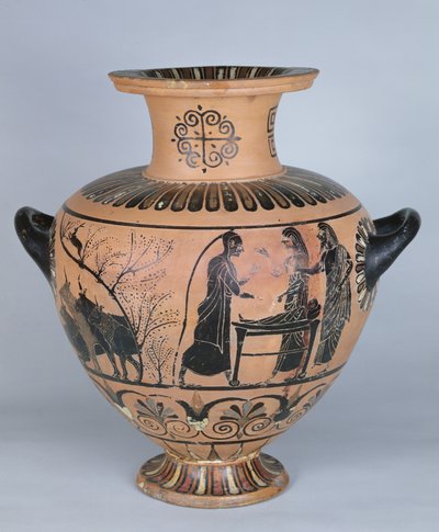 Archaic Ionian Hydria depicting Hermes pretending to be asleep, from Cerveteri by Greek