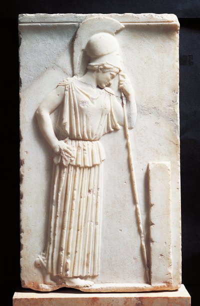 Bas-relief depicting mourning Athena standing in front of a stele by Greek