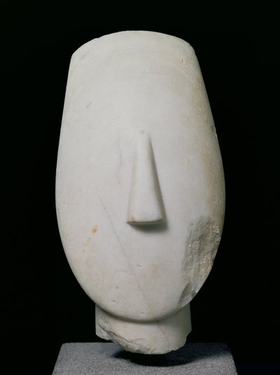 Head of a Woman, Fragment of a Statue from Keros, Early Cycladic II Period, c.2700-2400 BC by Greek