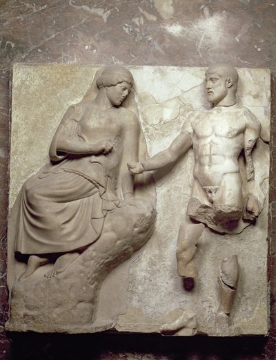 Hercules and Minerva, One of a Series of Metopes Depicting the Labours of Hercules from the Temple of Zeus in Olympia by Greek