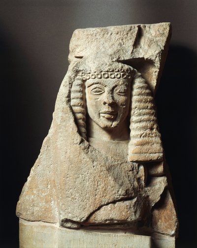 Metope Fragment with Female Figure, from Mycenae, Greece, 7th Century BC by Greek