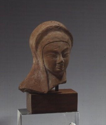 Female Head, Fragment of a Statue of the Spedos Crossed Arms Type by Greek
