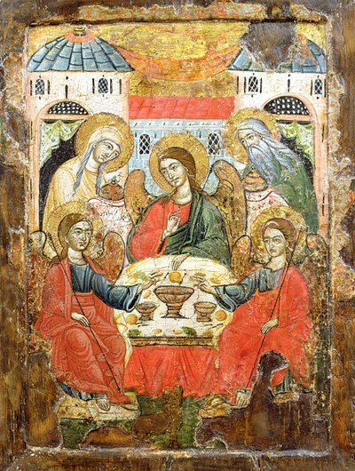 Abraham and the Three Angels, icon, from Macedonia, c.1700 by Greek School