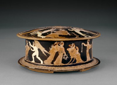 Attic Red-Figure Pyxis Decorated with Women and Erotes or Cupids, Close to the Meidias Painter by Greek School