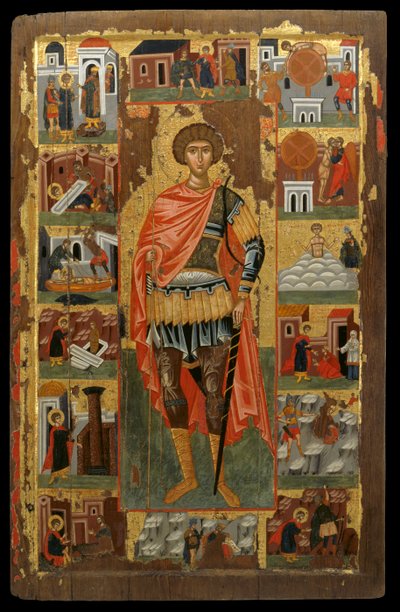 Icon of St. George with Scenes from His Life by Greek School