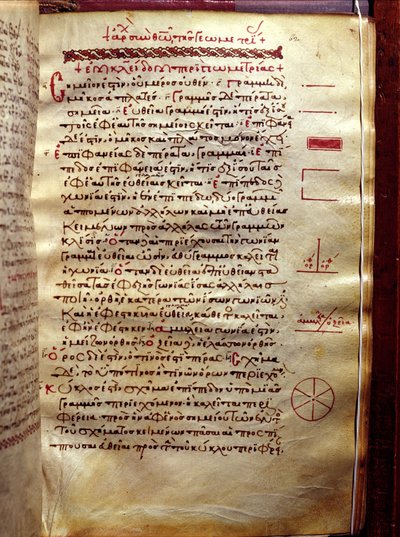 Page of text with geometrical figures, from Geometry by Euclid by Greek School